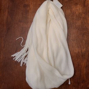 NWT Time And Tru Solid Knit Oblong Blanket Fringe Scarf Cream Off White Ivory